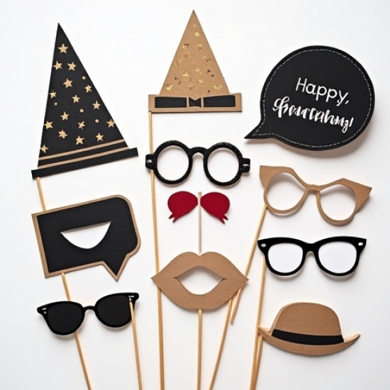 Cardboard Photo Booth Props Set