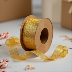 Glitter Ribbon Spool Gold