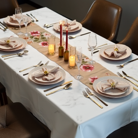 Luxury Faux Silk Floral Table Runner