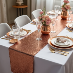 Sequin Table Runner Rose Gold
