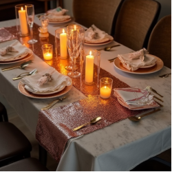 Sequin Table Runner Rose Gold