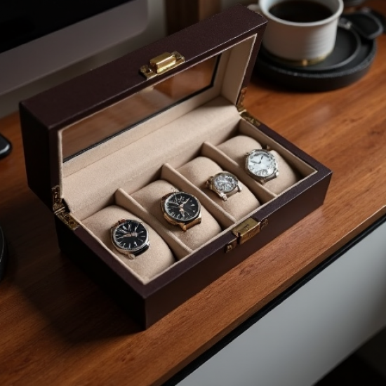 Faux Leather Watch Storage Box