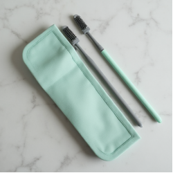 Reusable Silicone Straws Cleaning Brush Set