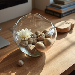 Decorative Glass Pebble Bowl Accent