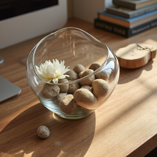Decorative Glass Pebble Bowl Accent