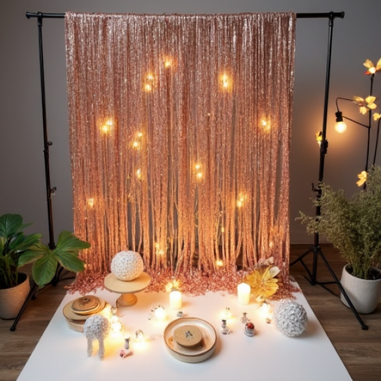 Metallic Tinsel Garland Backdrops