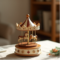 Handcrafted Wooden Carousel Music Box