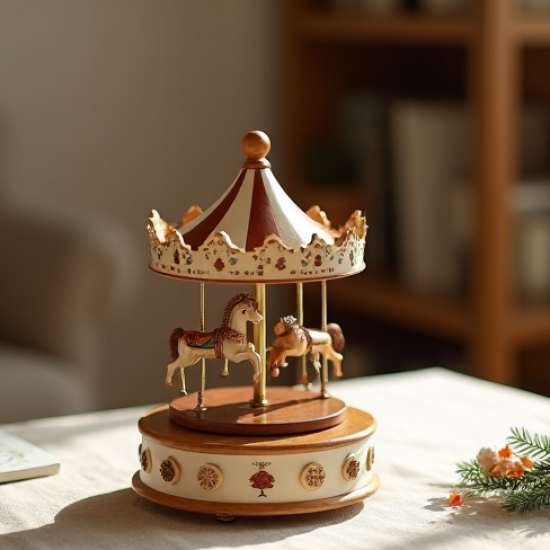 Handcrafted Wooden Carousel Music Box