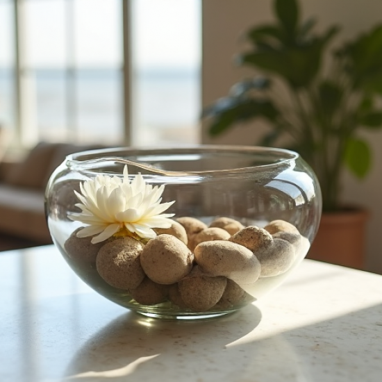 Decorative Glass Pebble Bowl Accent