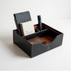 Deluxe Leather Desktop Accessory Organizer