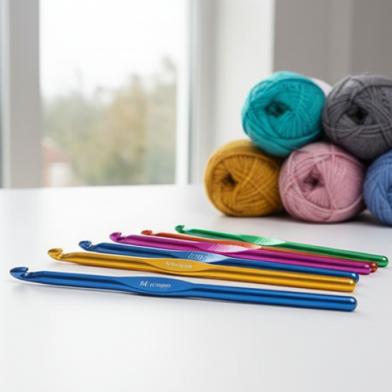 Aluminium Multicolor Knitting Needles, Crochet Kit (12 Pcs Set)