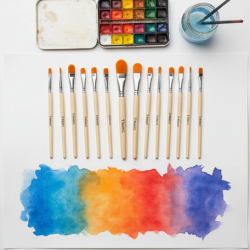 Artistic Flat Painting Brush - Set of 12