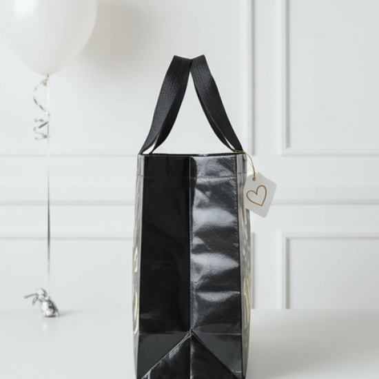 Birthday Gift Bag with Gold Shiny Stars, Reusable Party Gift Bags (1 Pc)