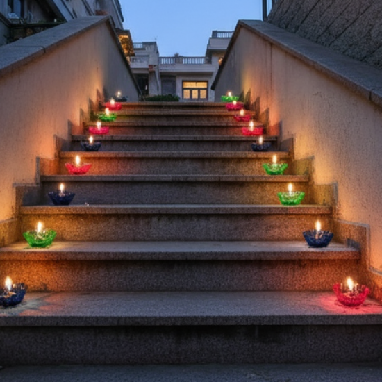 Colourful Reflection Diya Combo Plastic Candle Cup with Multi Shape, Diwali (12 Pcs Set)