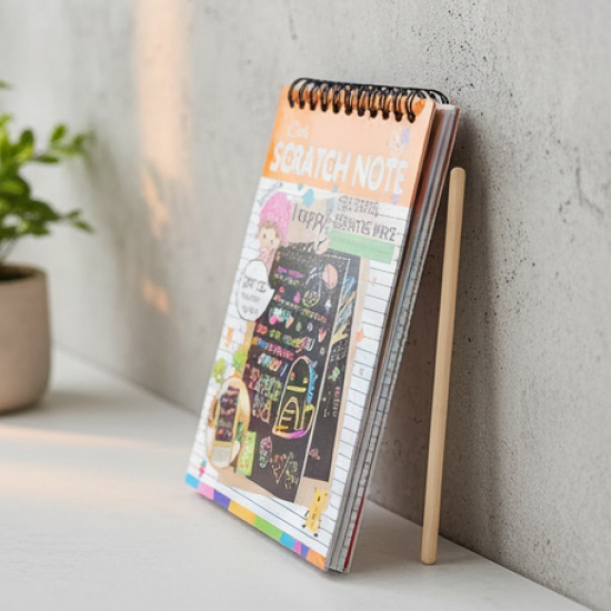 Crafts Rainbow Art Scratch Paper Book (10 Pages, Pack of 1)