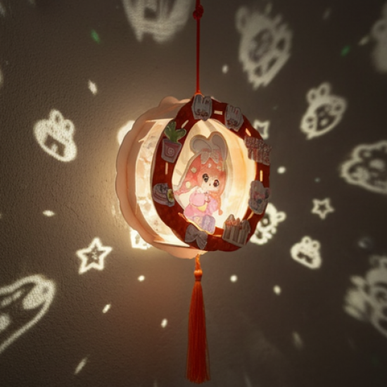 DIY Handmade Cartoon Paper Lanterns – Antique Hollow-Out LED Projection for Festival Decor