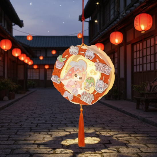 DIY Handmade Cartoon Paper Lanterns – Antique Hollow-Out LED Projection for Festival Decor