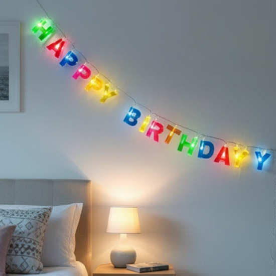 Decoratives Plastic Happy Birthday 13 LED Letter Battery Operated String Lights, Outdoor String Lights (Multicolour)