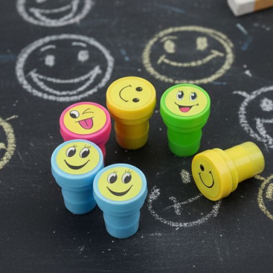 Emoticon Stamps 10 pieces in Round Shape Stamp (Multicolor / 10 Pc)