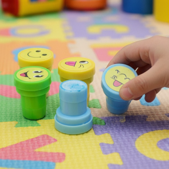 Emoticon Stamps 10 pieces in Round Shape Stamp (Multicolor / 10 Pc)