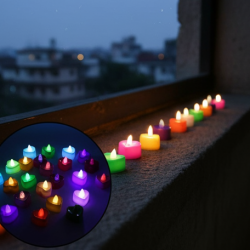 Heart Shape Battery Operated Tea Light LED Candles, for Decoration Use, Diwali (24 Pc Set)