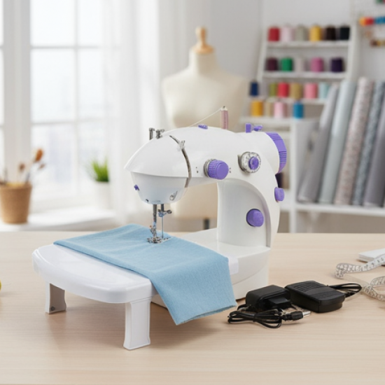 Home Tailoring Sewing Machine With Extension Table Set, Foot Pedal, Adapter Mini Electric Silai Machine, Portable Stitching Machine/Tailoring Machine