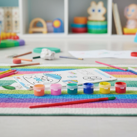 Kids Art Painting Kit Water Color, Cartoon Printed Board & Brush (9 Pcs Set)