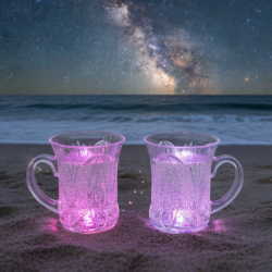 LED Light-Up Party Cups - Flashing Water-Activated Drinking Glasses with Handle (2-Piece)