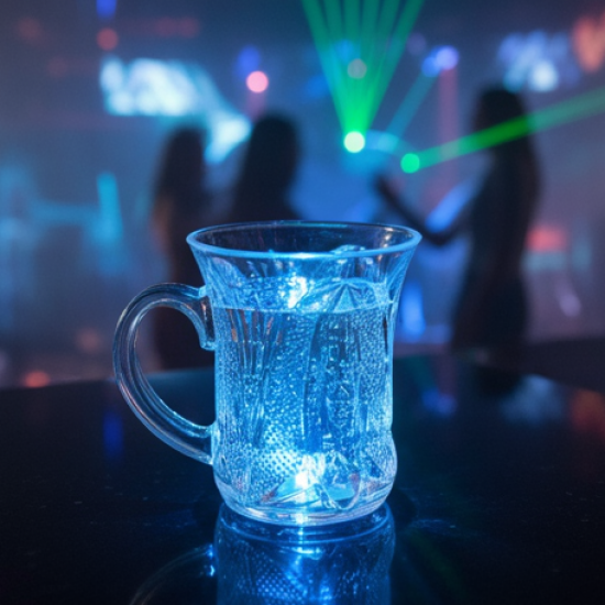LED Light-Up Party Cups - Flashing Water-Activated Drinking Glasses with Handle (2-Piece)