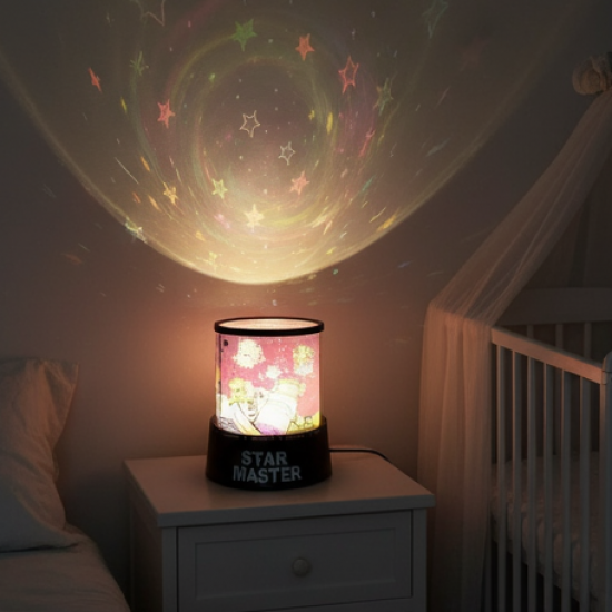 LED Projector Night Light – 3 Battery Lamps with Rotating Music, Ideal for Kids & Home Decor (1 Pc, Battery Not Included)