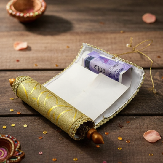 Money Gift Envelopes Lifafa - Multi Color Pack of 5 Premium Designer Envelopes, Colorful Writing Message Scroll, Sandesha Card, Style Shagun Envelope Sagan Gift Envelopes for Weddings, Birthdays, Baby Shower, Anniversary