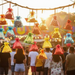 Organza Drawstring Gift Bags – Small Mesh Pouches for Wedding, Party & Festival Favors (50 Pcs Set)