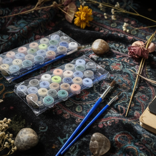 Paint by Number Kits 2 Set 19 Number Color, 6 paint brushes (2 Set)