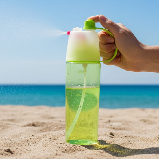 Plastic 2 In 1 Mist Spray Water Bottle (Multicolour / 600 ML / 1 Pc)