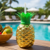 Plastic Pineapple Cups with Straw (1 Pc) - Party Favors, Hawaiian, Beach