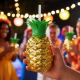Plastic Pineapple Cups with Straw (1 Pc) - Party Favors, Hawaiian, Beach