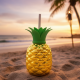 Plastic Pineapple Cups with Straw (1 Pc) - Party Favors, Hawaiian, Beach