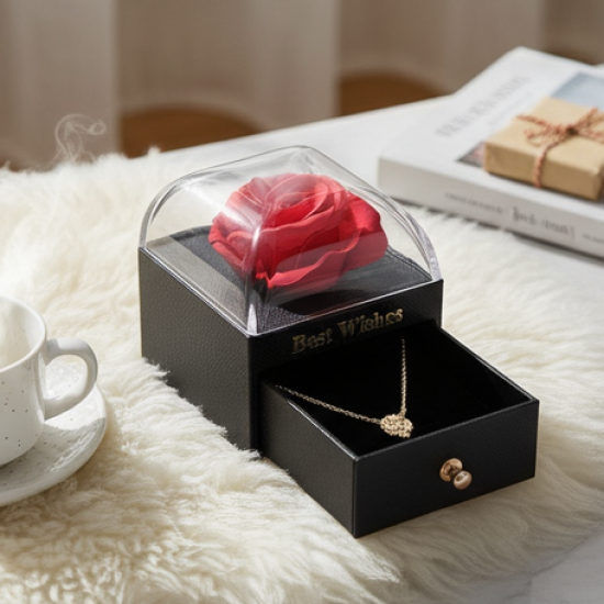 Preserved Eternal Rose Flower Gift Box Drawer (1 Pc)