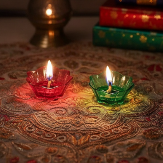 Reflection Diya Combo Plastic Candle Cup with Multi Shape, Diwali (12 Pcs Set)