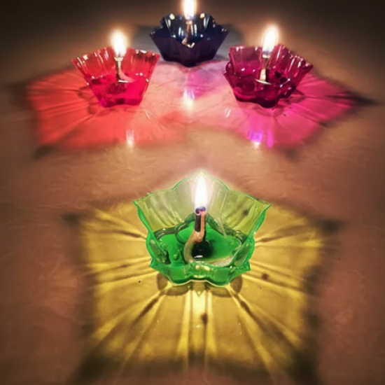 Reflection Diya Combo Plastic Candle Cup with Multi Shape, Diwali (12 Pcs Set)