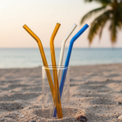 Reusable Glass Straws Clear Glass Drinking Straw (5 pcs Set)