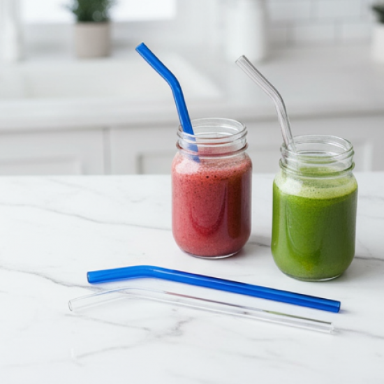 Reusable Glass Straws Clear Glass Drinking Straw (5 pcs Set)