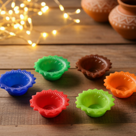 Silicone Diya for Diwali Attractive Design Colourful Diya Combo, Diwali (6 Pcs Set)