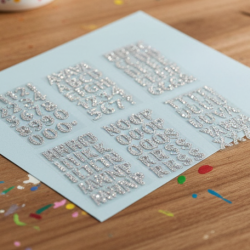 Silver Gem Letter & Numbers Stickers 1 Inch Letters, 130 Count (Pack of 6 Sheets)