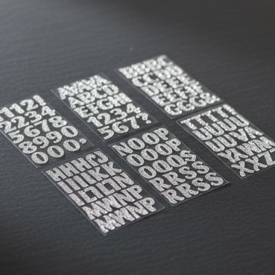 Silver Gem Letter & Numbers Stickers 1 Inch Letters, 130 Count (Pack of 6 Sheets)