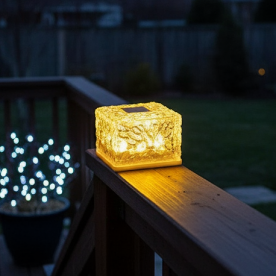 Solar Ice Cube Garden Light for Pathways & Christmas Decor