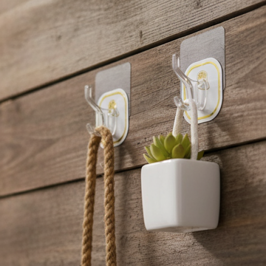 TRANSPARENT ADHESIVE WALL HOOK (6 PCS SET)