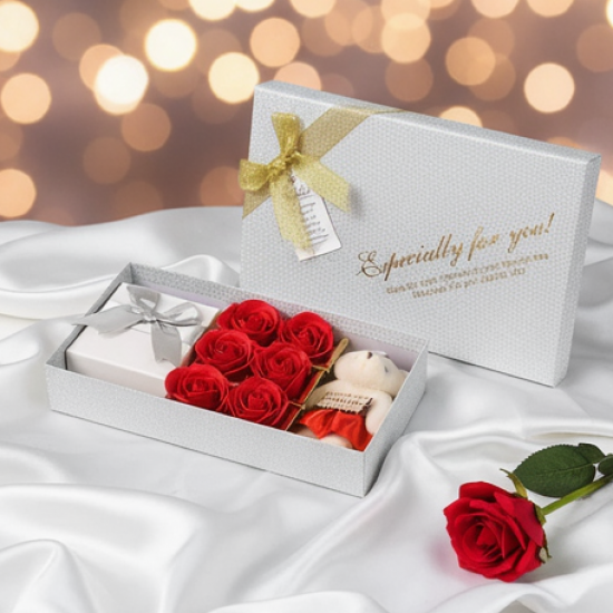 Valentine Day Gift Set Scented Rose Flowers Pack with Teddy