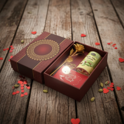Valentine’s Day Special Gift Box - Heart-Shaped Light, Chocolate Box & Golden Flower